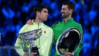 喬科維奇（Novak Djokovic）和艾卡拉茲（Carlos Alcaraz）。（圖／美聯社／達志影像）