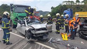 台北,手機,聯結車,過失,職業駕駛,失致人於死罪,家屬,國道,追撞,司機,逃亡,羈押。（圖／翻攝畫面）