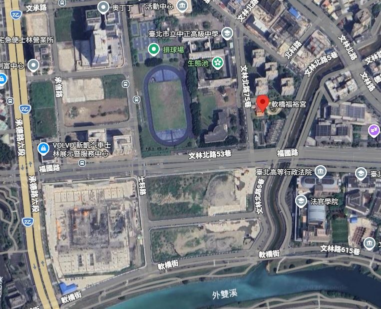 輝達落腳北士科天註定？福裕宮土地公「一個決定」留住兆元風水。【雙龍搶珠】、【大屯山靠山】、【萬鳥朝拜】3大風水曝光。（圖／翻攝自GOOGLE 地圖）