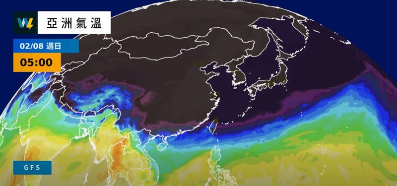週末隨鋒面通過後，新一波冷空氣南下。（圖／翻攝自天氣風險 WeatherRisk）