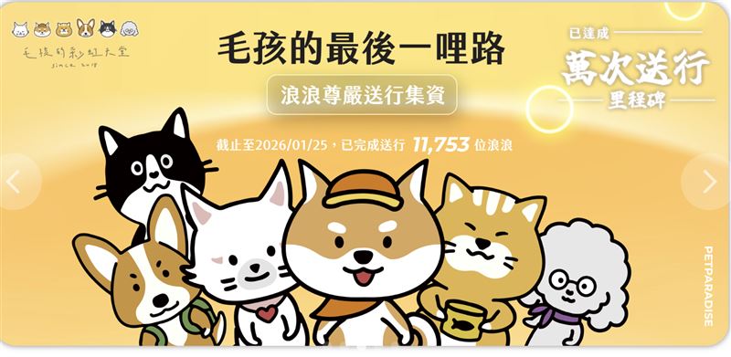 林意盛被控擅自將「毛孩的最後一哩路」募得善款挪為私用，被依公益侵占罪起訴。（圖／翻攝自毛孩的彩虹天堂官網）