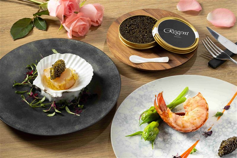 情人節限定海陸套餐以有「海洋黑鑽」之稱的義大利頂級Osietra Caviar魚子醬為亮點，為饗宴增添珍貴心意。（圖／飯店旅宿業者提供）