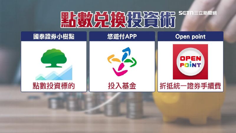 國泰證券小樹點可以投資、悠遊付APP能投入基金、Open point能折抵統一證券的手續費