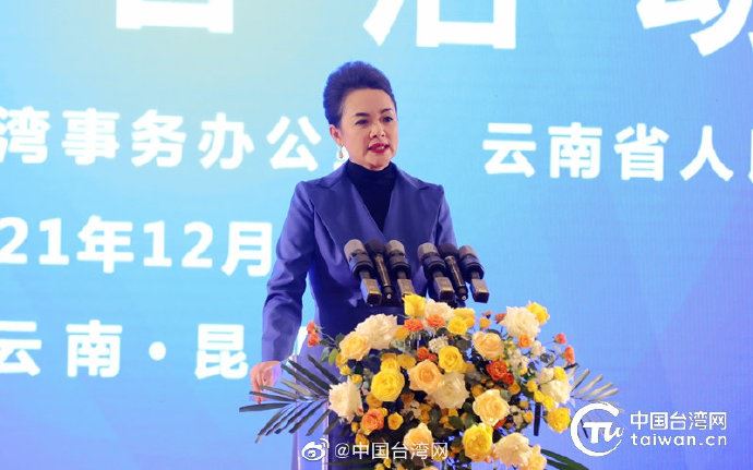 勤彭蓁當選國民黨中常委，她是中配、雲南台商，一路當到中國的全國台企聯副會長。（圖／翻攝自中國台灣網微博）