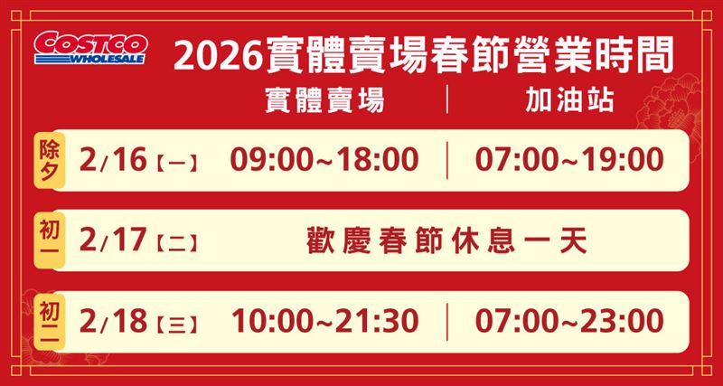 好市多春節營業時間。(圖／好市多提供）