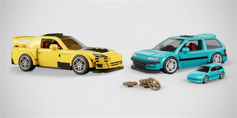 Honda Civic EF與S2000積木車。（圖／翻攝Mattel Brick Shop網站）