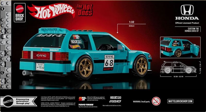 Honda Civic EF積木車。（圖／翻攝Mattel Brick Shop網站）