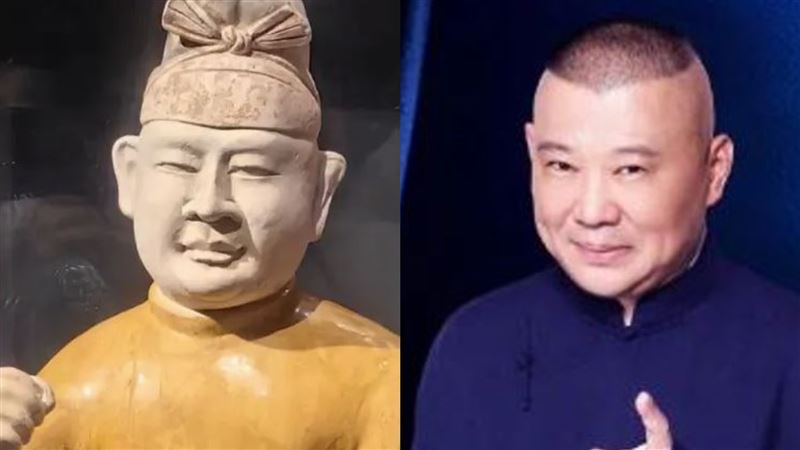 陝西歷史博物館中，也有一件牽馬俑，「撞臉」郭德綱。（圖／翻攝自微博）