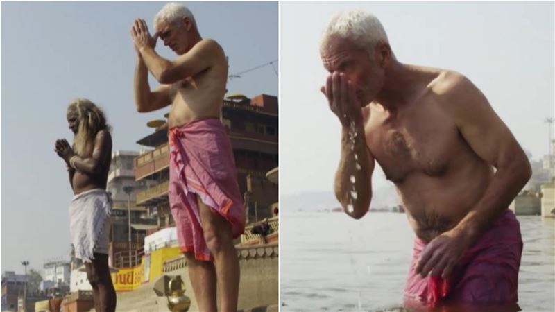 韋德接受聖人邀請，下恆河游泳並品嚐水。（圖／翻攝自IG@rivermonsters_official）