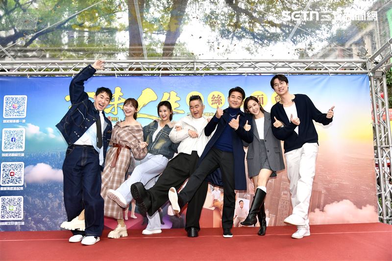 劇中的黃金CP都到場，左起陳謙文、林萱瑜、陳珮騏、江國賓、謝承均、邱子芯、劉書宏。（圖／記者鄭孟晃攝影）