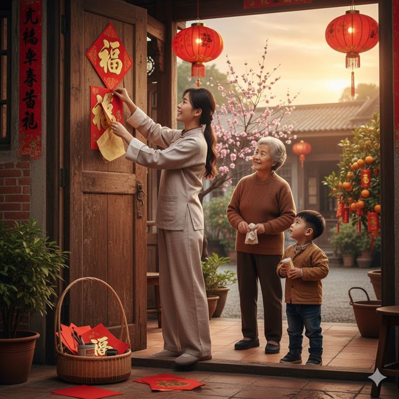 家家戶戶開始準備貼春聯。（圖／AI生成）