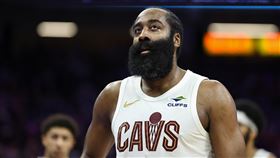 哈登（James Harden）在被交易至克里夫蘭騎士後首度亮相。（圖／美聯社／達志影像）