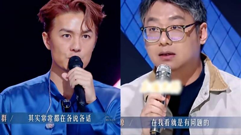 吳克群（左）在音樂節目槓上評審梁源（右）。（圖／翻攝自微博）