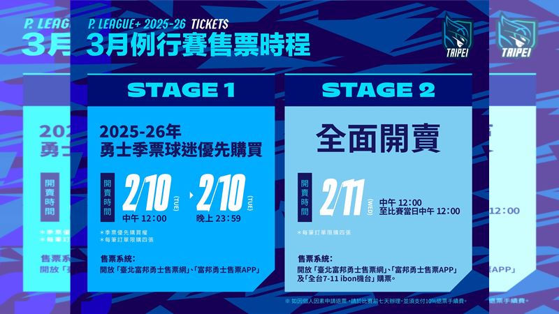 富邦勇士3月主場售票資訊。（圖／富邦勇士提供）
