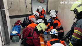 北市和平東路三段工地發生工安意外，林姓工人從12樓失足掉落到7樓。（圖／翻攝畫面）