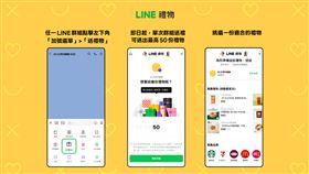 LINE禮物群組送禮功能支援於群組內選禮、設定份數並送出，送禮狀態於聊天室中清楚呈現。（圖／LINE台灣提供） 