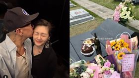 與大S結婚4週年，具俊曄帶蛋糕、白酒上金寶山。（圖／翻攝自IG、微博）