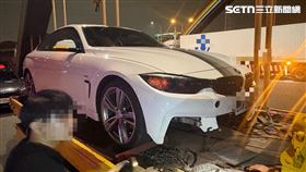 爆胎,聯結車,胎皮,地雷,車損,新車,15車,國道,國1,連環爆胎（圖／翻攝畫面）