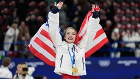 美國花滑女將葛倫（Amber Glenn）比賽曲目陷入版權糾紛。（圖／美聯社／達志影像）