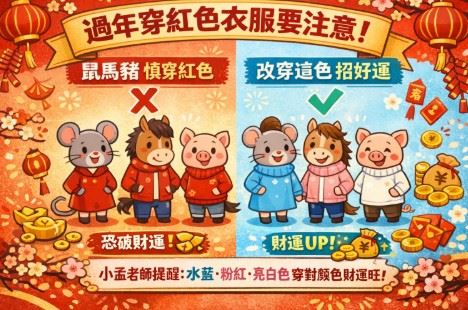 有三大生肖在過年期間最好避免穿過於鮮紅的衣服，改選其他顏色更能提升運勢與財氣。（圖／AI合成圖）