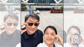 長榮大學副教授張振平（左）與Ａ小姐（右）交往期間，留下「臉頰愛心」的甜蜜合照。（讀者提供）