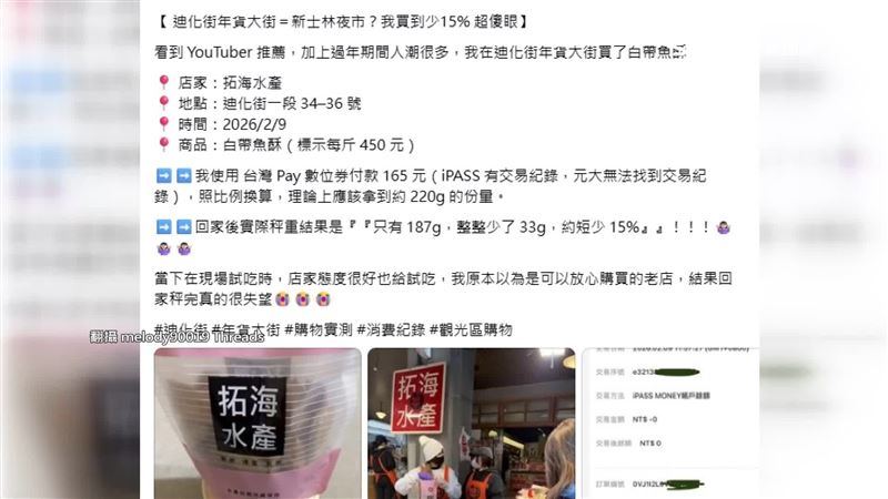 民眾控買年貨時被偷斤減兩。（圖／翻攝自@melody90019 Threads）