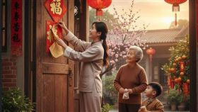 新年貼春聯。（圖／AI生成） 