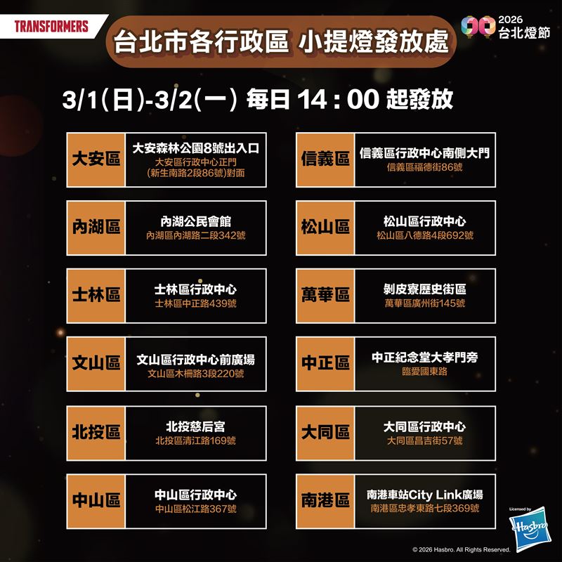 2026台北燈節發「柯博文小提燈」。（圖／台北市政府觀光傳播局提供）