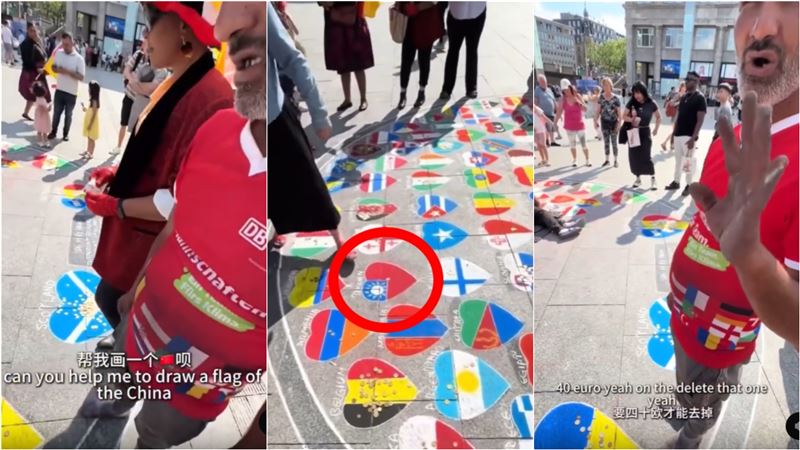 中客喊塗掉台灣國旗！德國畫家1句嚇跑他