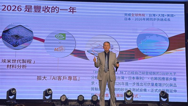 汎銓科技日前宣示重大策略轉型，首度跨足設備銷售，推出自主研發的矽光子檢測機台「夜行壁虎（HG）」。這不僅打破了檢測廠的傳統獲利模式，更與美系AI大廠輝達深化為「生態系」夥伴。柳紀綸透露，雙方合作已從單純供應鏈升級為戰略盟友。（圖／汎銓提供）