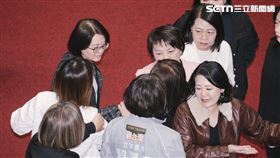 藍白聯手修法解套救國團，藍委游顥台上發言引起台下綠委不滿，王鴻薇還先動手推了綠委。（圖／記者楊士誼攝影）