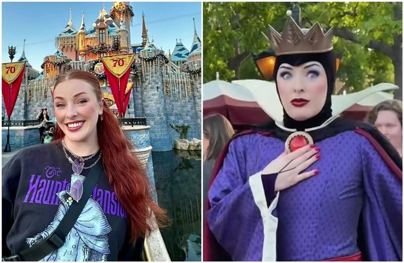 莎賓娜在美國加州迪士尼樂園扮演「壞皇后」爆紅。（圖／翻攝自TikTok）