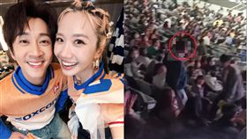 陳漢典和Lulu念出千萬得主的姓名，鴻海男員工趕緊衝下看台，並揮手接受同事的熱烈歡呼。（圖／翻攝自Lulu臉書、yu_yang_1003 Threads授權提供）