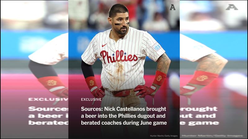 費城人釋出外野手卡斯提亞諾斯（Nick Castellanos）。（圖／翻攝自X平台 @TheAthletic）