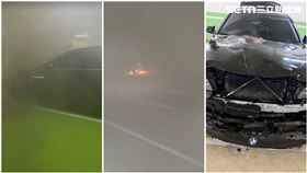 BMW,台中,台中市,車主,大樓,管理員,北區,自燃,火燒車,地下停車場,社區,消防,警消。（圖／翻攝畫面）