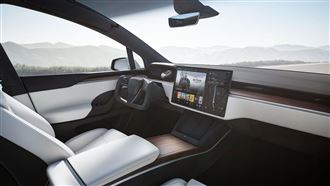 特斯拉Yoke方向盤，座艙。（圖／翻攝Tesla網站）