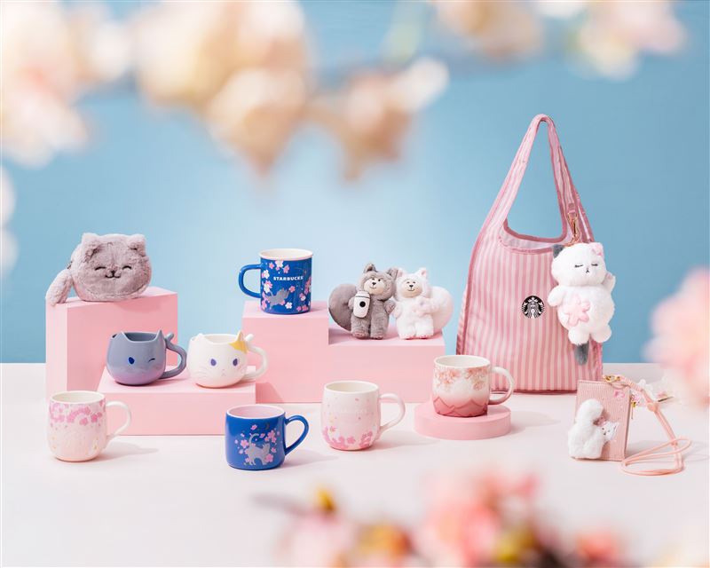 星巴克將櫻花與萌貓家人融入杯款設計，把春日風景帶入日常生活。（圖／品牌業者提供）