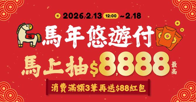 馬年悠遊付，馬上抽紅包$8,888。（圖／悠遊卡公司提供）