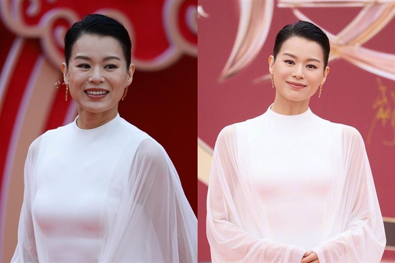 胡杏兒官方釋出照片（右）與央視的照片，臉部明顯不同。（圖／翻攝微博）