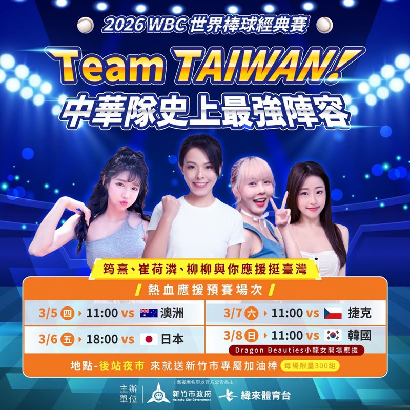 新竹市政府將接連四天在後站夜市直播世界棒球經典賽（WBC）。（圖／新竹市政府提供）