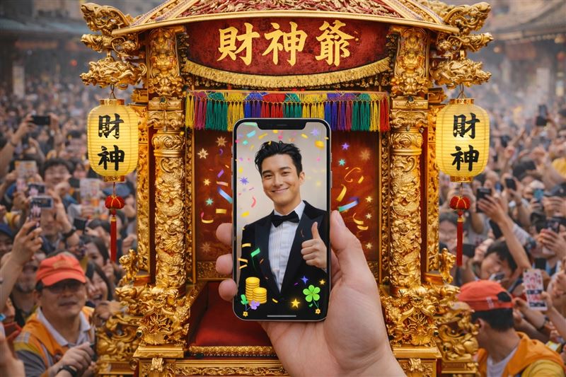 過年期間始源更被網友實測「行走的財神爺」將手機存照片求財。(圖/AI生成示意圖)