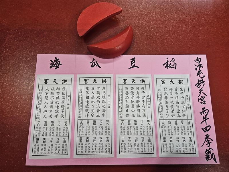 白沙屯拱天宮一年一度的四季籤出爐。（圖／翻攝自白沙屯拱天宮臉書）