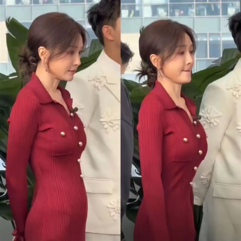 秦嵐收小腹被拍。（圖／翻攝自微博）