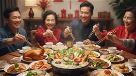 圍爐,初二,初一,過年,吃飯,聚餐,家庭,團員。（圖／AI生成）