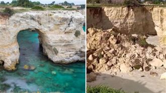 戀人拱門情人節坍塌　義官員嘆重創觀光