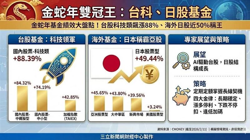 金蛇年雙冠王!台科、日股基金