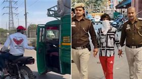 專騎摩托開人車門！網紅賺破萬粉　新片出爐「和警手牽手」（圖／翻攝自X）