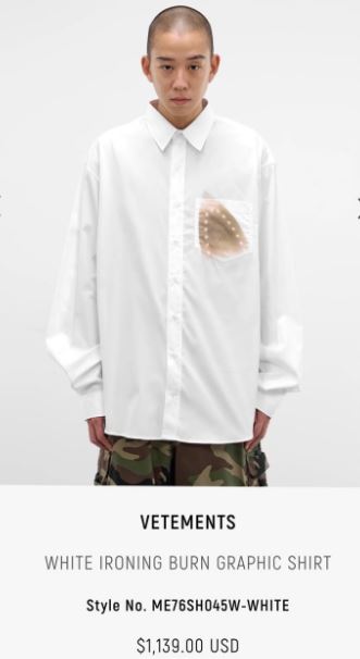 外國潮牌推出「熨燙痕跡圖案襯衫」要價新台幣破萬。（圖／翻攝自ig）