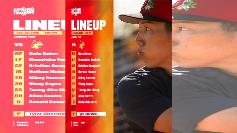 鄭宗哲披上紅襪戰袍首場熱身賽，先發打第7棒守游擊。（圖／翻攝自紅襪推特）