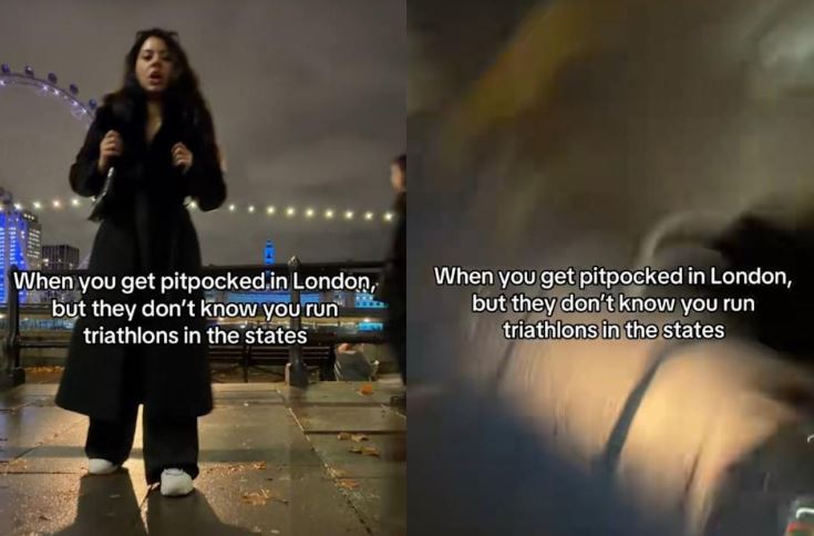 一名女子在倫敦被歹徒搶走手機，不過她的其實是一名田徑運動員，很快就追到搶匪。（翻攝自TikTok @elizzabish）